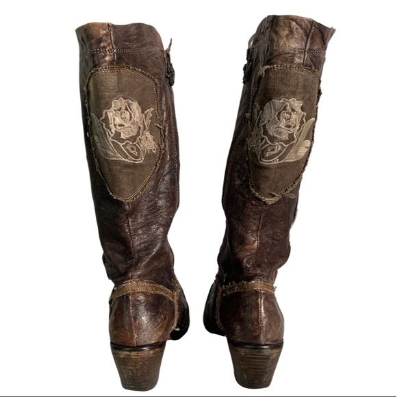 Siren by Mark Nason Women’s Distressed Brown Leather Tall Heeled Boots Size 8 - Picture 6 of 10